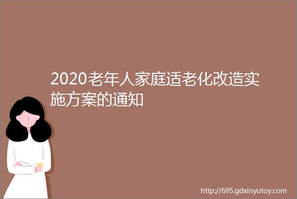 2020老年人家庭适老化改造实施方案的通知