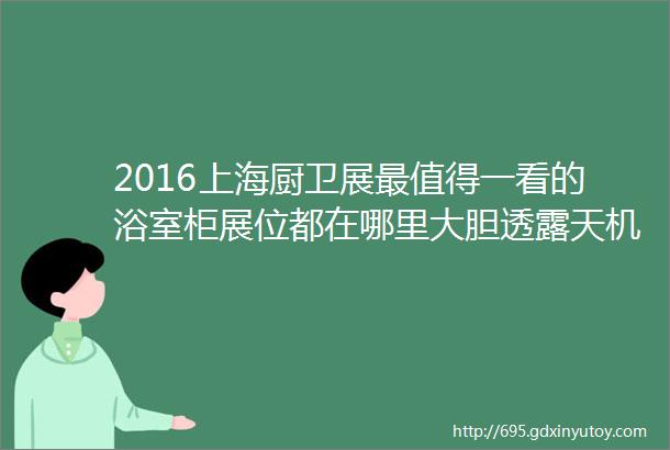 2016上海厨卫展最值得一看的浴室柜展位都在哪里大胆透露天机