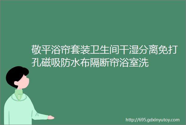 敬平浴帘套装卫生间干湿分离免打孔磁吸防水布隔断帘浴室洗