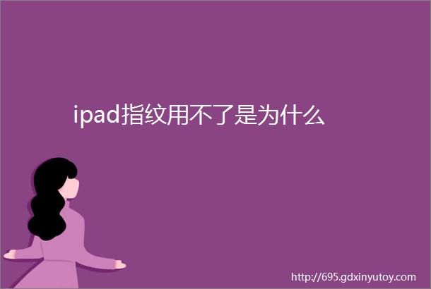 ipad指纹用不了是为什么