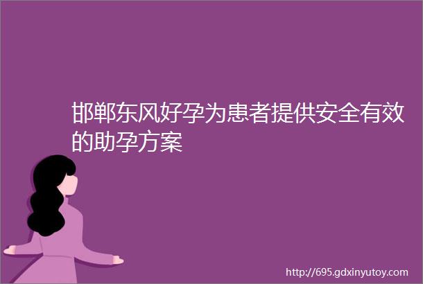 邯郸东风好孕为患者提供安全有效的助孕方案