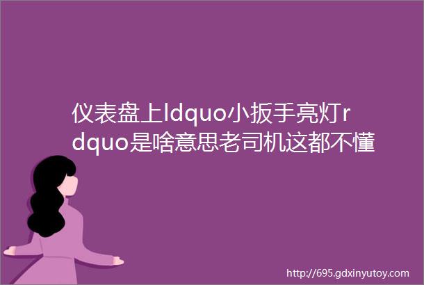 仪表盘上ldquo小扳手亮灯rdquo是啥意思老司机这都不懂还敢开车