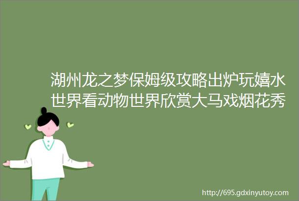 湖州龙之梦保姆级攻略出炉玩嬉水世界看动物世界欣赏大马戏烟花秀整个夏天就这么全包了