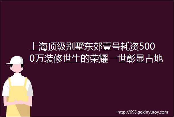 上海顶级别墅东郊壹号耗资5000万装修世生的荣耀一世彰显占地1700㎡左右