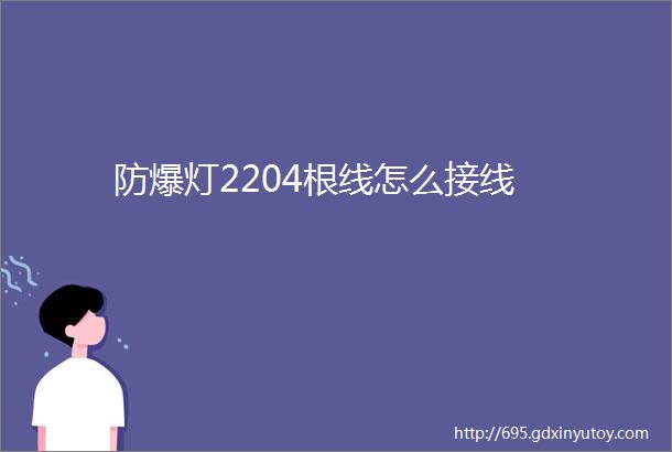 防爆灯2204根线怎么接线