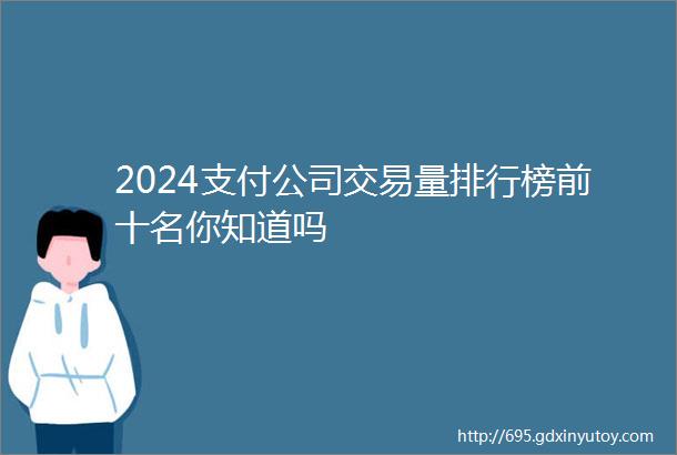 2024支付公司交易量排行榜前十名你知道吗