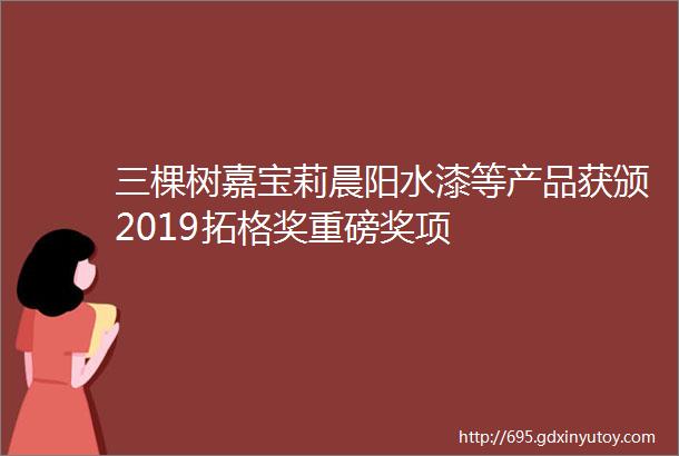 三棵树嘉宝莉晨阳水漆等产品获颁2019拓格奖重磅奖项