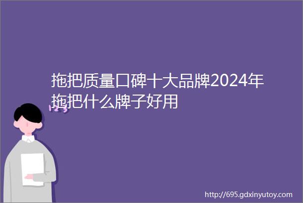 拖把质量口碑十大品牌2024年拖把什么牌子好用