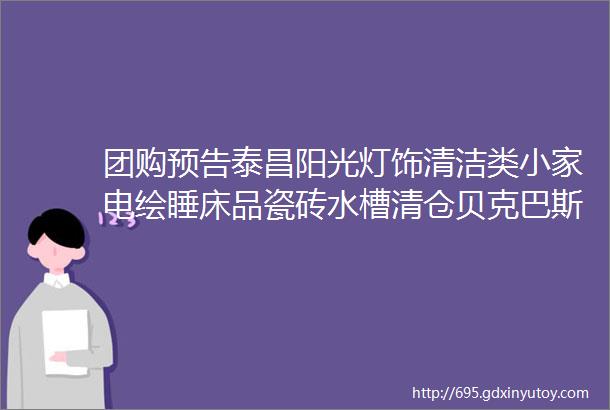 团购预告泰昌阳光灯饰清洁类小家电绘睡床品瓷砖水槽清仓贝克巴斯垃圾处理器楷成电热毛巾架