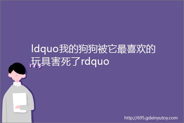 ldquo我的狗狗被它最喜欢的玩具害死了rdquo