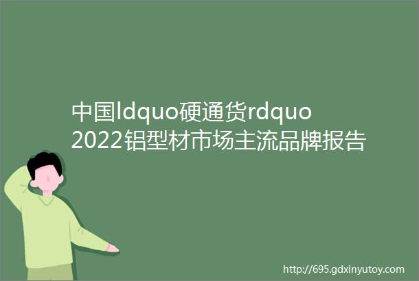 中国ldquo硬通货rdquo2022铝型材市场主流品牌报告